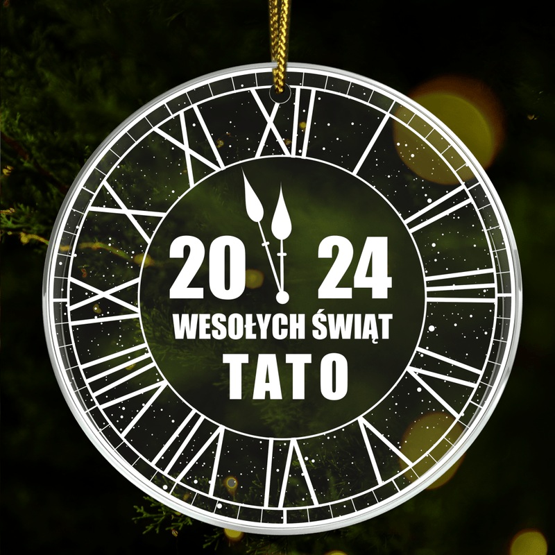 Wesołych świąt zegar - bombka choinkowa, spersonalizowany prezent dla taty - Adamell.pl