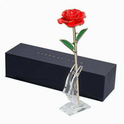 Wieczna Róża, Otulona 24K Złotem, Wymarzony prezent dla żony, teściowej, świadkowej, dla par, na dzień matki, na parapetówkę, na mikołajki, świąteczny - Adamell.pl