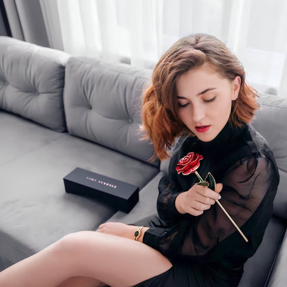 Wieczna Róża, Otulona 24K Złotem, Wymarzony prezent dla żony, teściowej, świadkowej, dla par, na dzień matki, na parapetówkę, na mikołajki, świąteczny - Adamell.pl