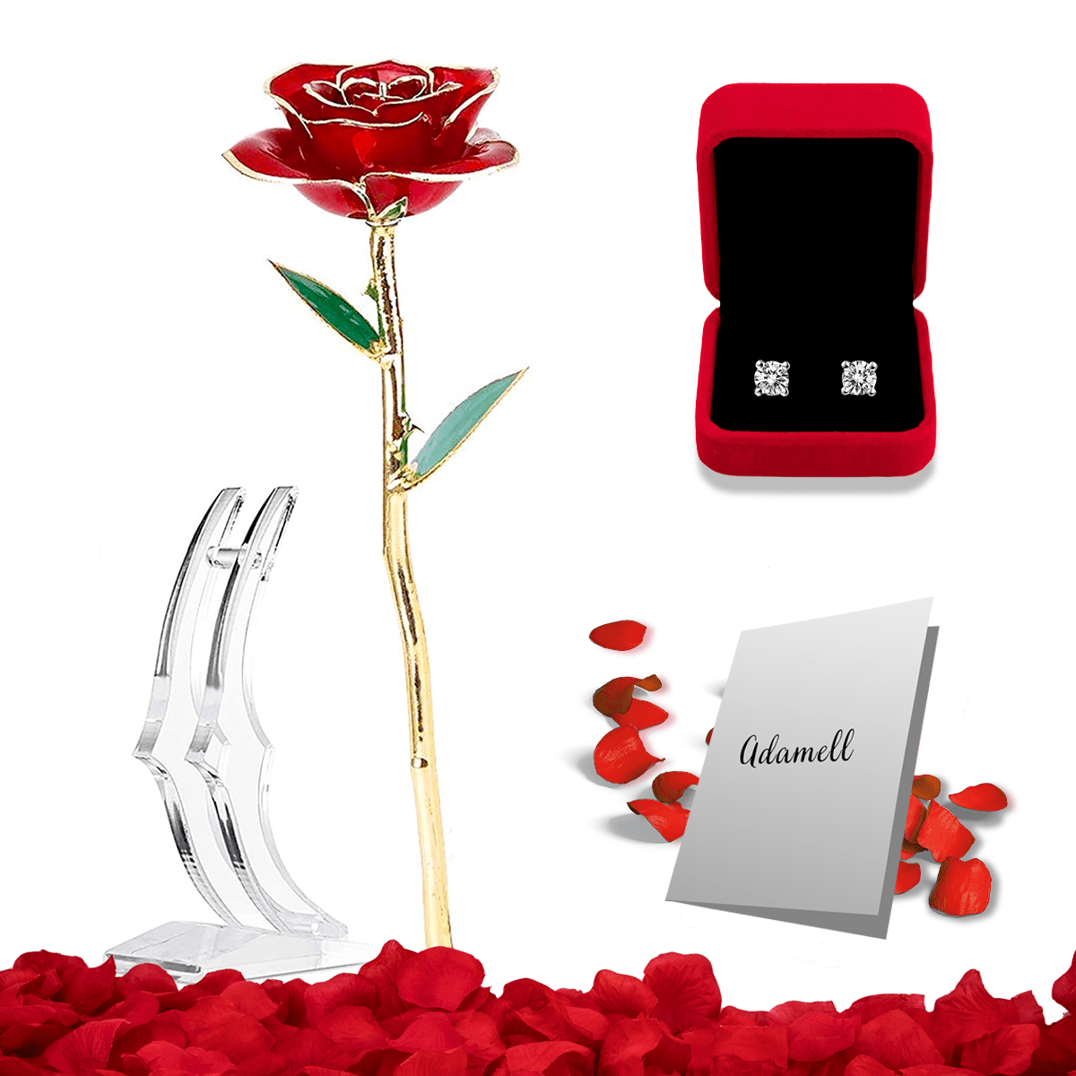 Wieczna Róża, Otulona 24K Złotem, Wymarzony prezent dla żony, teściowej, świadkowej, dla par, na dzień matki, na parapetówkę, na mikołajki, świąteczny - Adamell.pl