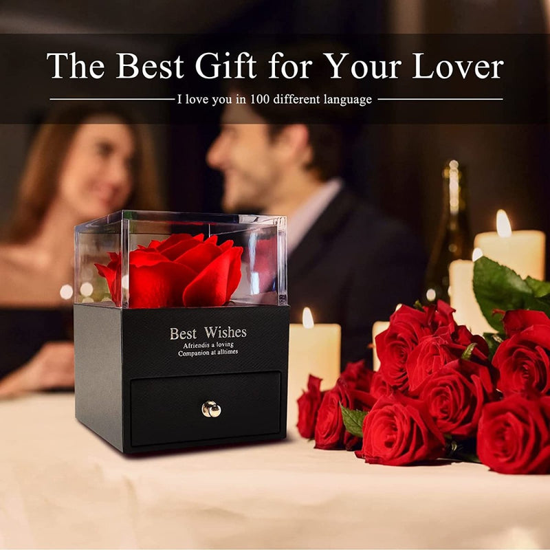 Wieczna Róża w pudełku z wisiorkiem, Wyjatkowy pomysł na prezent dla dziewczyny, przyjaciółki, kobiety, najlepsze na walentynki, na 18 urodziny - Adamell.pl - Wyjątkowe Prezenty