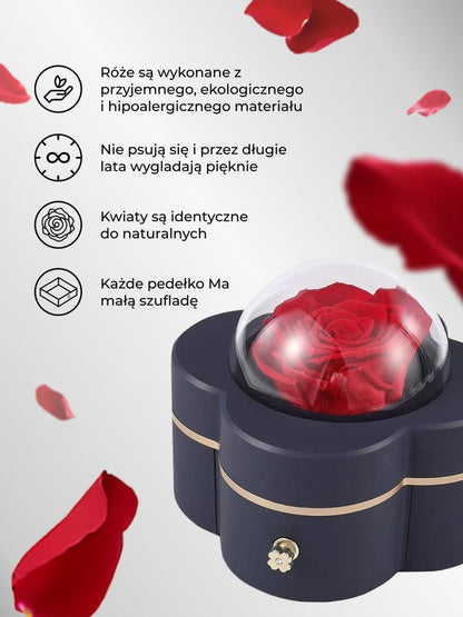 Wieczne różane pudełko na biżuterię, Wyjatkowy pomysł na prezent dla dziewczyny, przyjaciółki, kobiety, najlepsze na walentynki, na 18 urodziny - Adamell.pl
