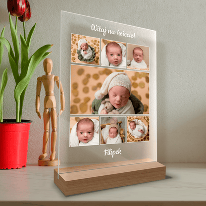 Witaj na świecie - Druk na szkle, spersonalizowany prezent dla dziecka - Adamell.pl