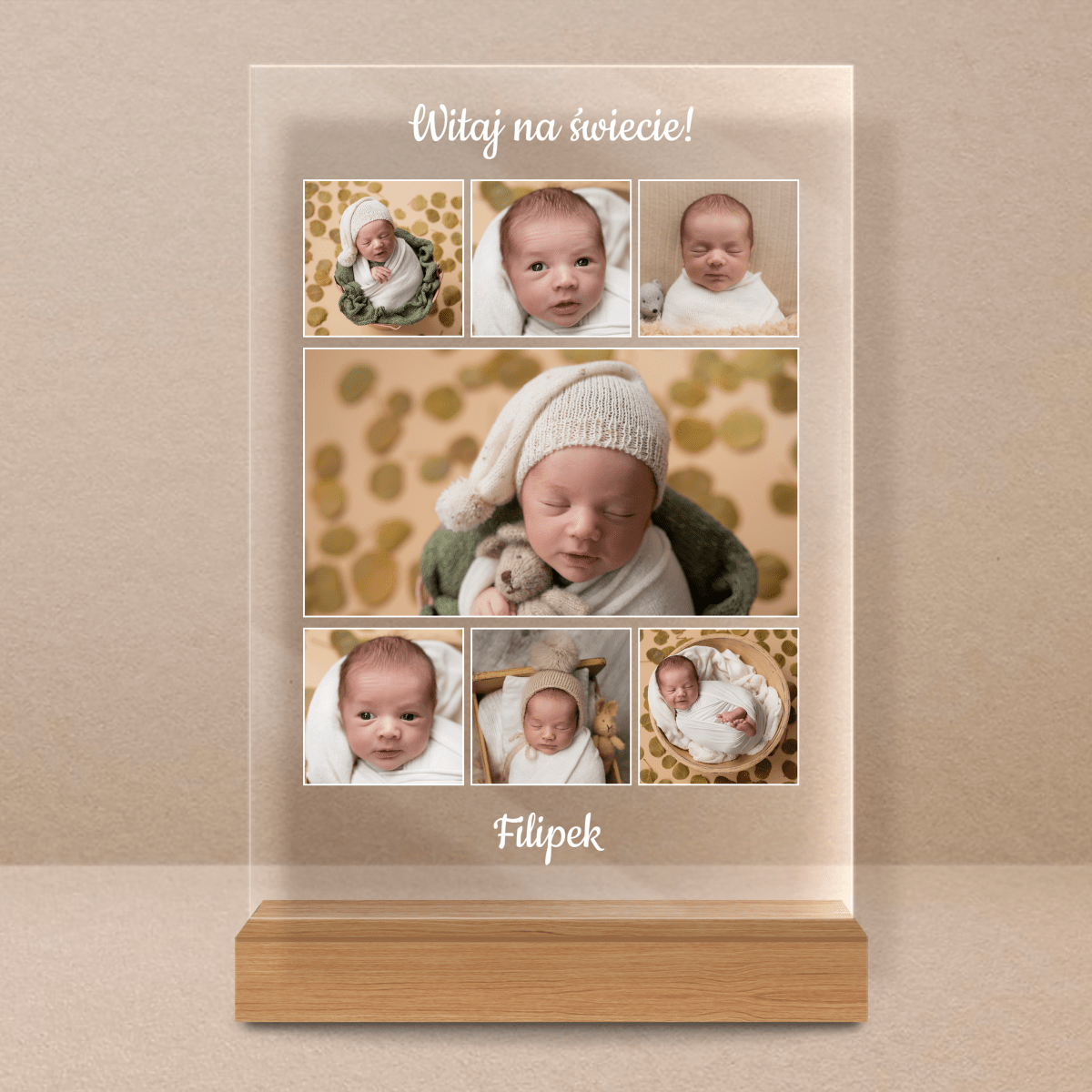 Witaj na świecie - Druk na szkle, spersonalizowany prezent dla dziecka - Adamell.pl
