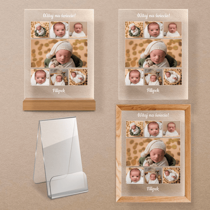 Witaj na świecie - Druk na szkle, spersonalizowany prezent dla dziecka - Adamell.pl