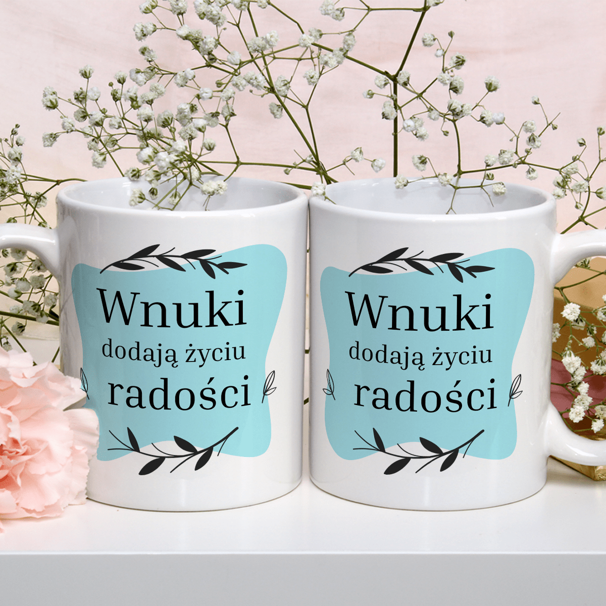 Wnuki dodają radości - 1x Kubek z nadrukiem, spersonalizowany prezent dla dziadków - Adamell.pl