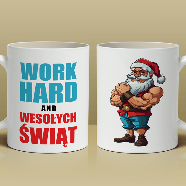 Work hard - 1x Kubek z nadrukiem, spersonalizowany prezent dla męża - Adamell.pl