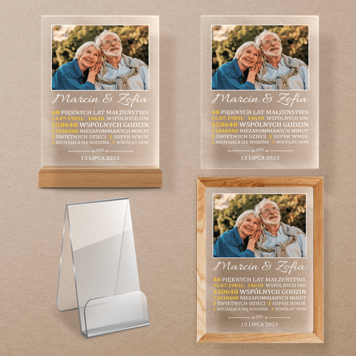 Wspaniałe lata razem - Druk na szkle, spersonalizowany prezent dla pary - Adamell.pl