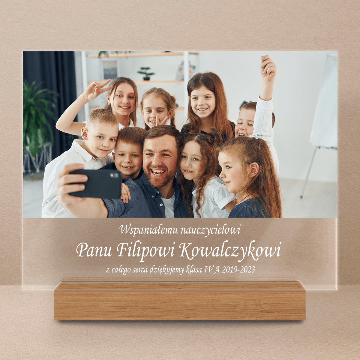 Wspaniałemu nauczycielowi - Druk na szkle, spersonalizowany prezent dla nauczyciela - Adamell.pl