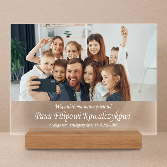 Wspaniałemu nauczycielowi - Druk na szkle, spersonalizowany prezent dla nauczyciela - Adamell.pl