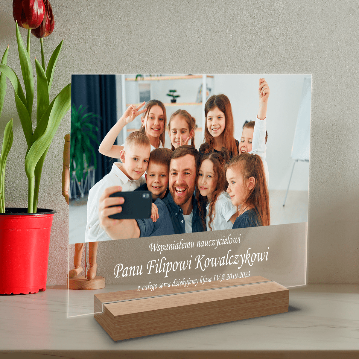 Wspaniałemu nauczycielowi - Druk na szkle, spersonalizowany prezent dla nauczyciela - Adamell.pl