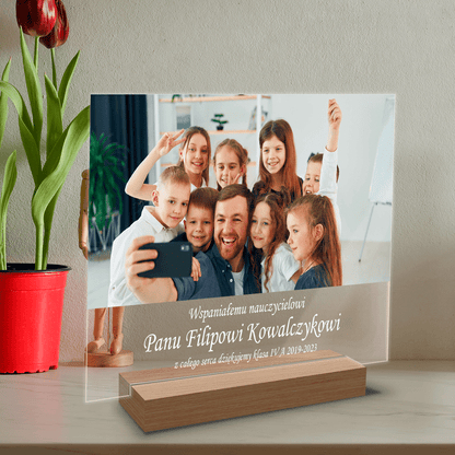 Wspaniałemu nauczycielowi - Druk na szkle, spersonalizowany prezent dla nauczyciela - Adamell.pl