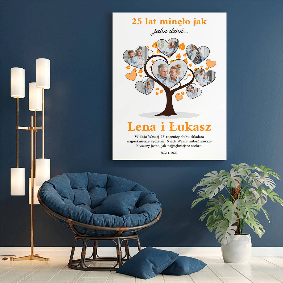 Wspólne 25 lat - druk na płótnie, spersonalizowany prezent dla pary - Adamell.pl