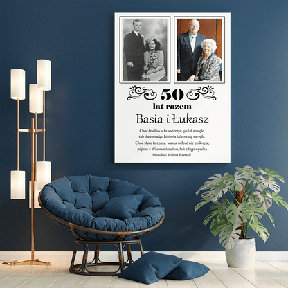 Wspólne lata - druk na płótnie, spersonalizowany prezent dla pary - Adamell.pl - Wyjątkowe Prezenty