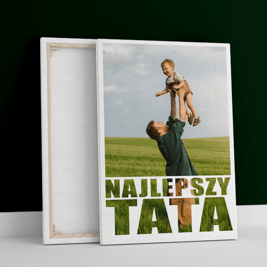 Wspólne zdjęcie + napis - druk na płótnie, spersonalizowany prezent dla taty - Adamell.pl