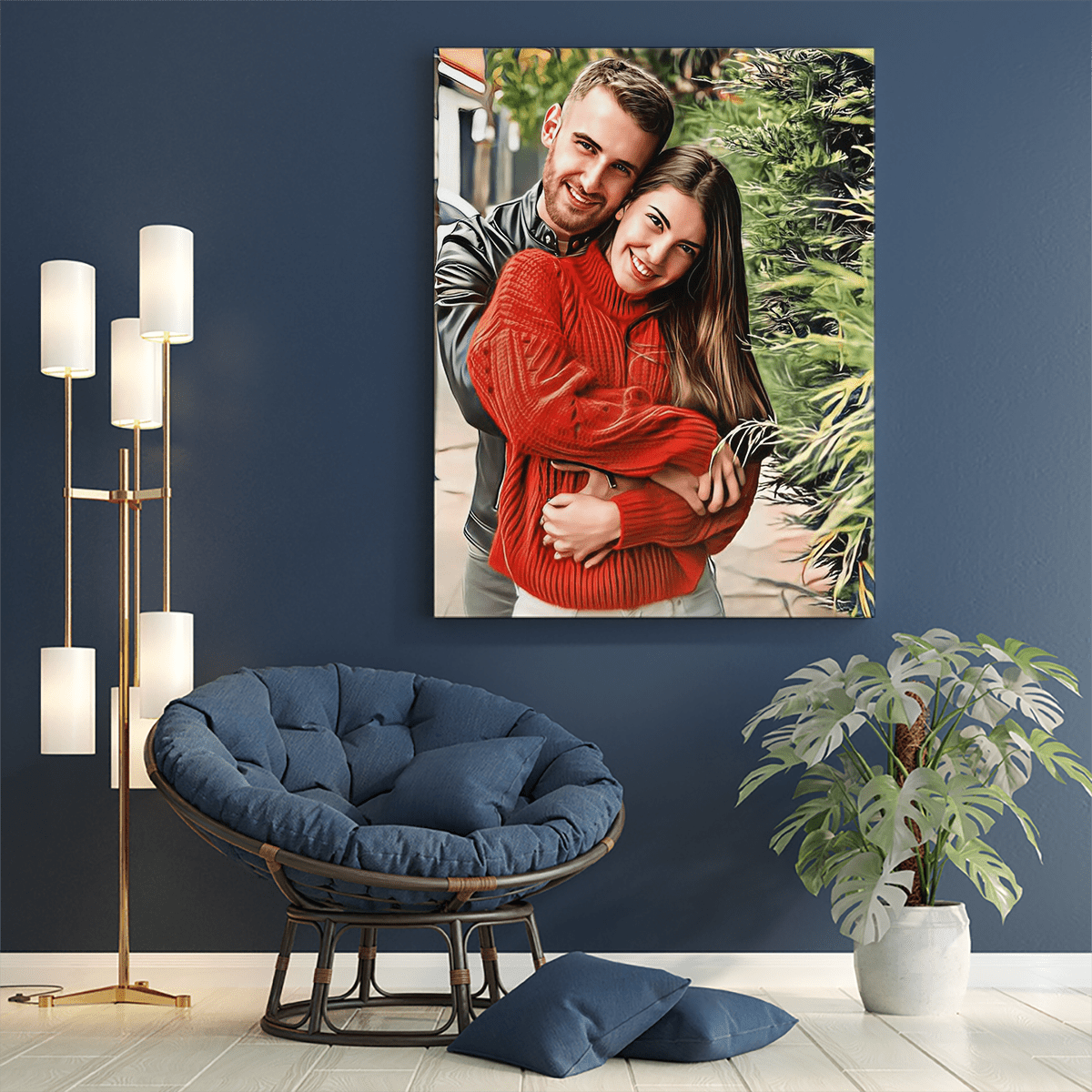 Wspólny portret realistyczny - druk na płótnie, spersonalizowany prezent dla pary - Adamell.pl