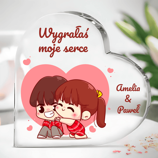 Wygrane serce - Szklane serce, spersonalizowany prezent dla pary - Adamell.pl