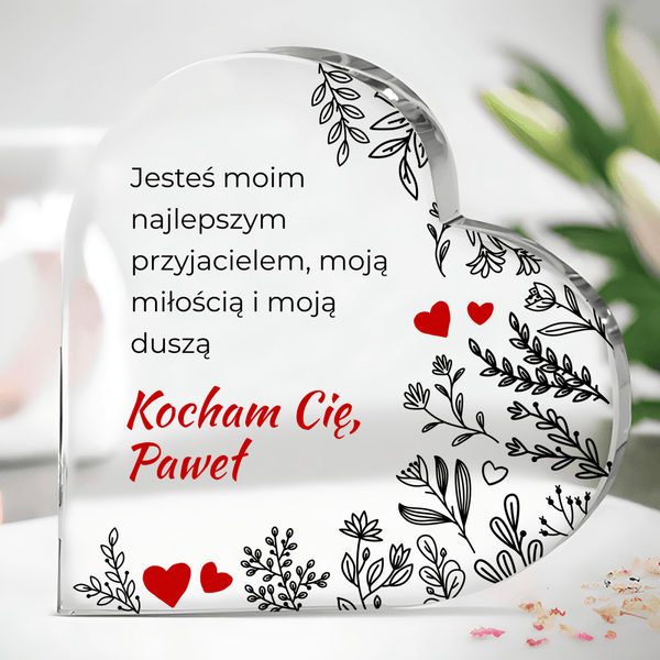 Wyznanie miłosne - Szklane serce, spersonalizowany prezent dla niej - Adamell.pl