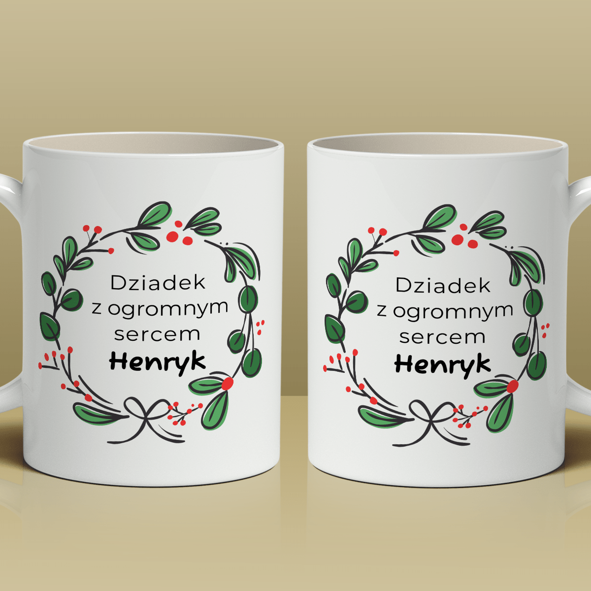 Z ogromnym sercem - 1x Kubek z nadrukiem, spersonalizowany prezent dla dziadka - Adamell.pl