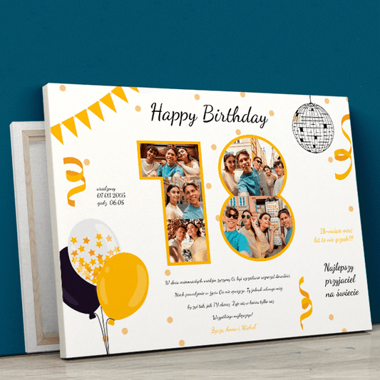 Z okazji 18 urodzin - druk na płótnie, spersonalizowany prezent na urodziny - Adamell.pl