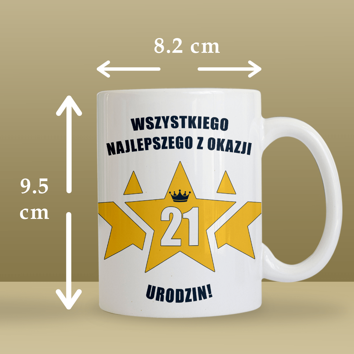 Z okazji 21 urodzin - 1x Kubek z nadrukiem, spersonalizowany prezent na urodziny - Adamell.pl