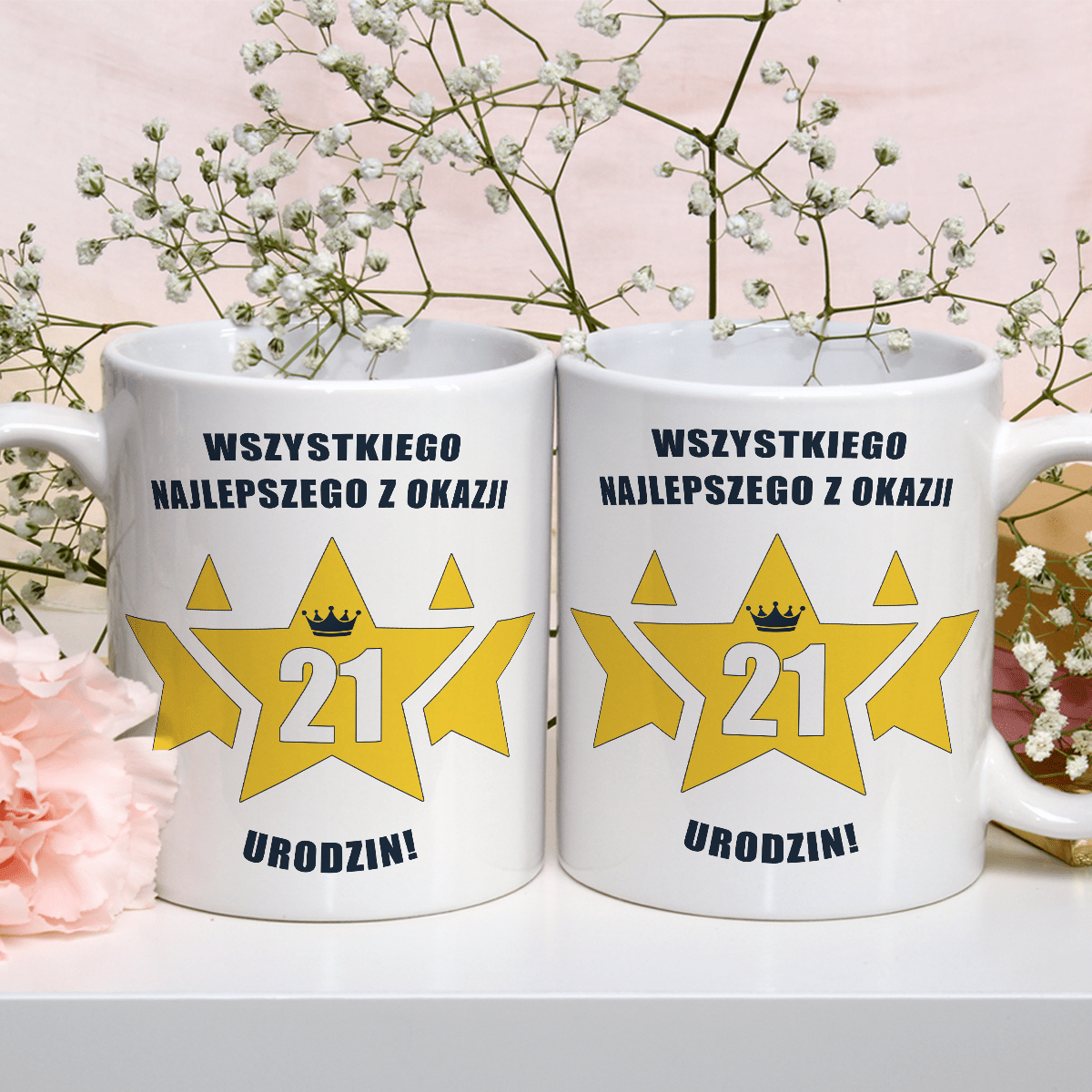 Z okazji 21 urodzin - 1x Kubek z nadrukiem, spersonalizowany prezent na urodziny - Adamell.pl