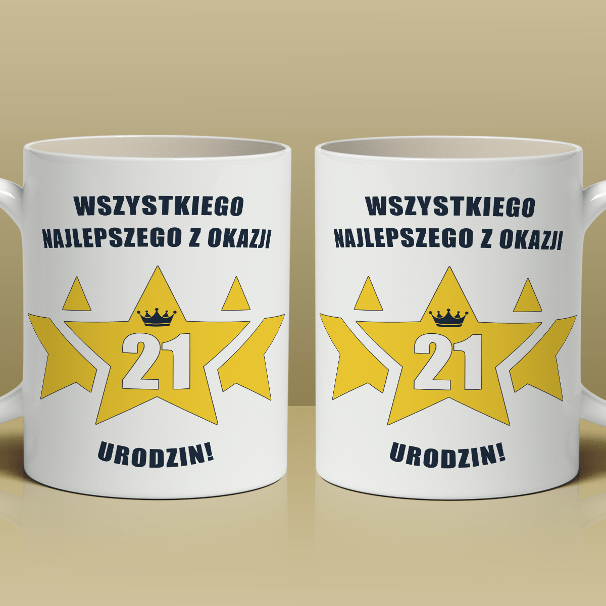 Z okazji 21 urodzin - 1x Kubek z nadrukiem, spersonalizowany prezent na urodziny - Adamell.pl