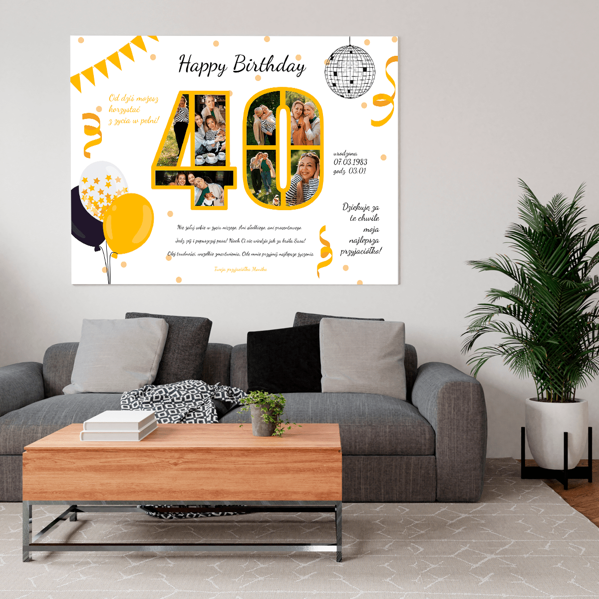 Z okazji 40 lat - druk na płótnie, spersonalizowany prezent na urodziny - Adamell.pl