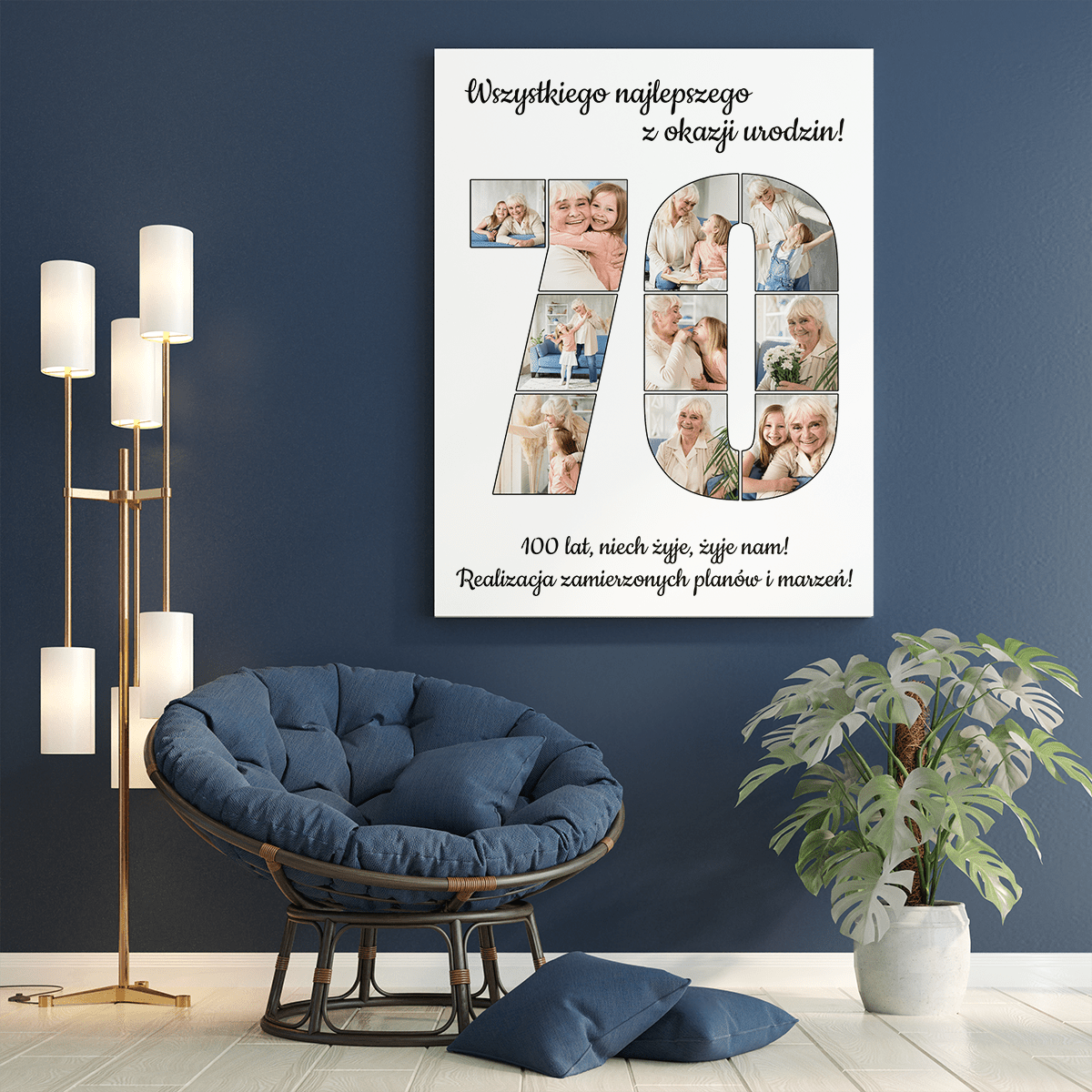 Z okazji 70 urodzin - druk na płótnie, spersonalizowany prezent na urodziny - Adamell.pl