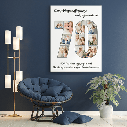 Z okazji 70 urodzin - druk na płótnie, spersonalizowany prezent na urodziny - Adamell.pl