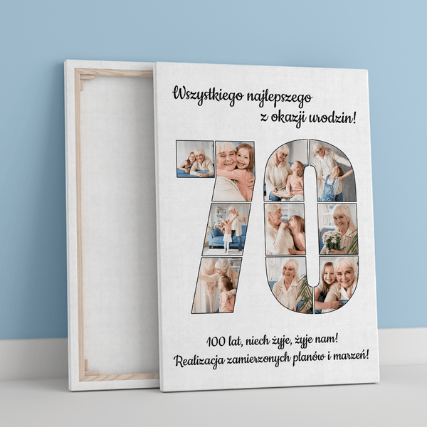 Z okazji 70 urodzin - druk na płótnie, spersonalizowany prezent na urodziny - Adamell.pl
