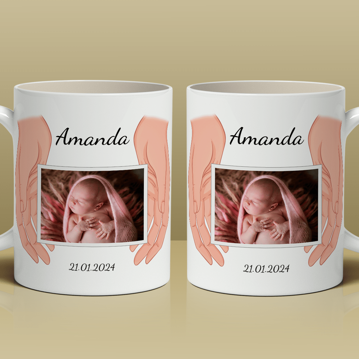 Z okazji narodzin - 1x Kubek z nadrukiem, spersonalizowany prezent dla dziecka - Adamell.pl