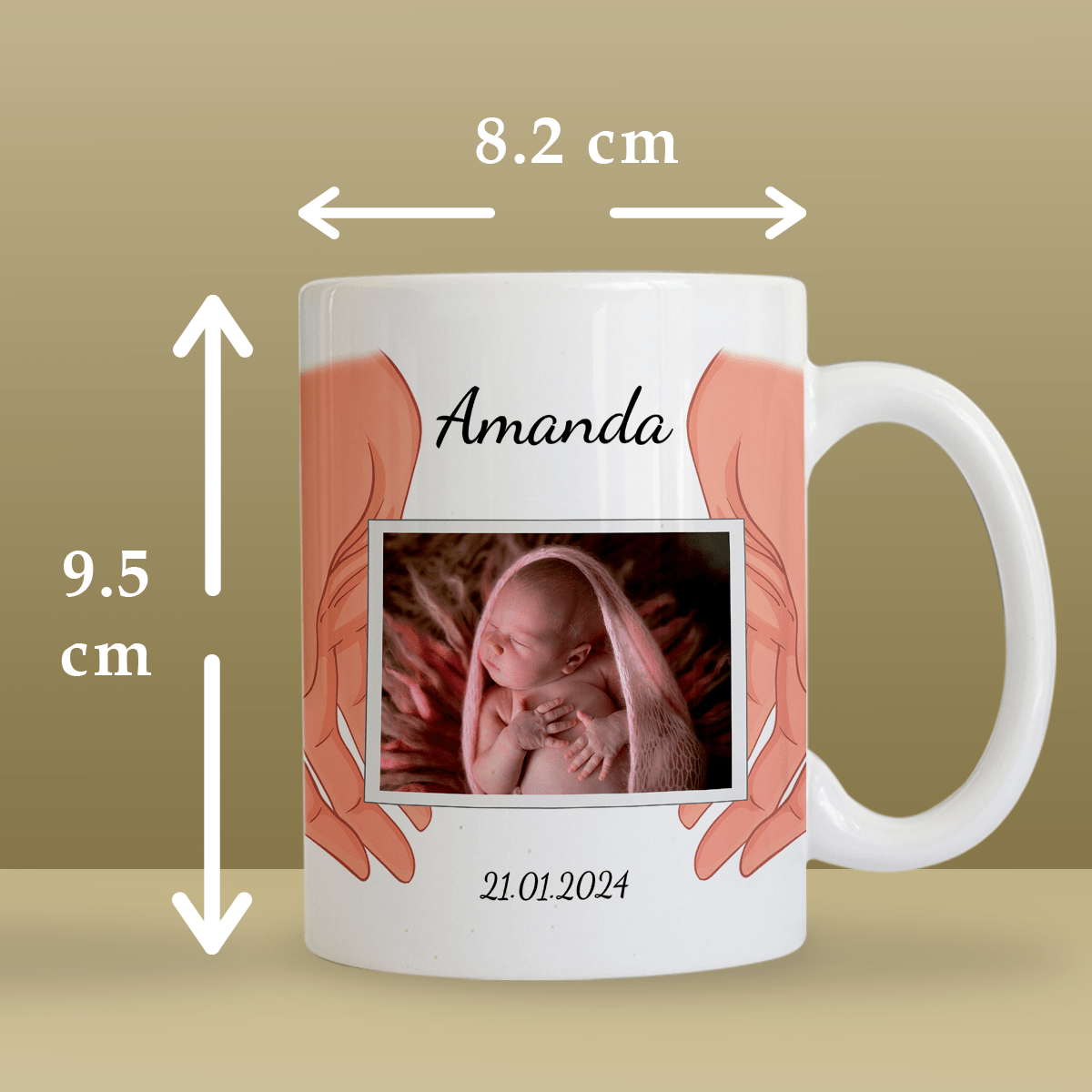 Z okazji narodzin - 1x Kubek z nadrukiem, spersonalizowany prezent dla dziecka - Adamell.pl