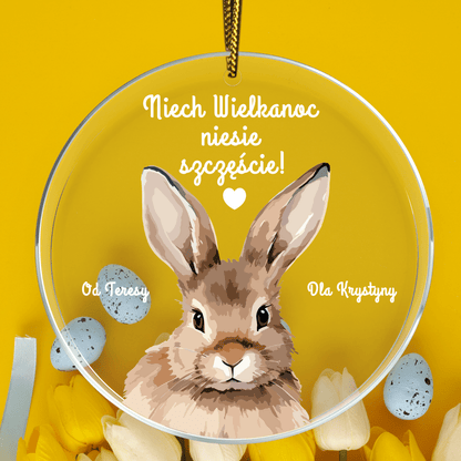 Zajączek wielkanocny - zawieszka akrylowa, spersonalizowany prezent dla rodziców - Adamell.pl