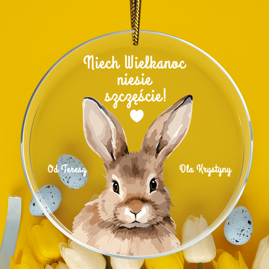 Zajączek wielkanocny - zawieszka akrylowa, spersonalizowany prezent dla rodziców - Adamell.pl