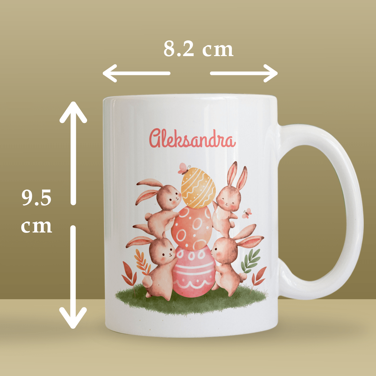 Zajączki i pisanki - 1x Kubek z nadrukiem, spersonalizowany prezent wielkanocny - Adamell.pl