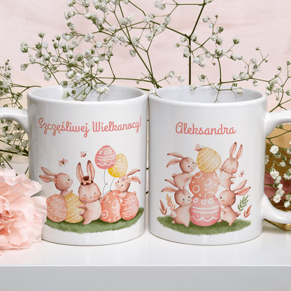 Zajączki i pisanki - 1x Kubek z nadrukiem, spersonalizowany prezent wielkanocny - Adamell.pl