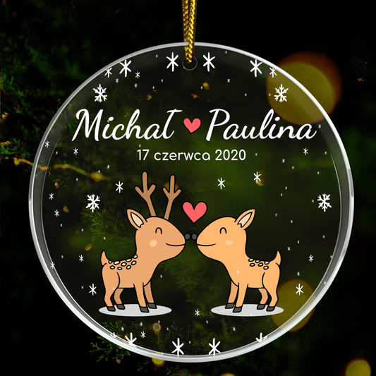 Zakochane renifery - bombka choinkowa, spersonalizowany prezent dla pary - Adamell.pl