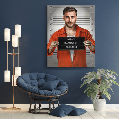 Zatrzymany - druk na płótnie, spersonalizowany prezent dla niego - Adamell.pl