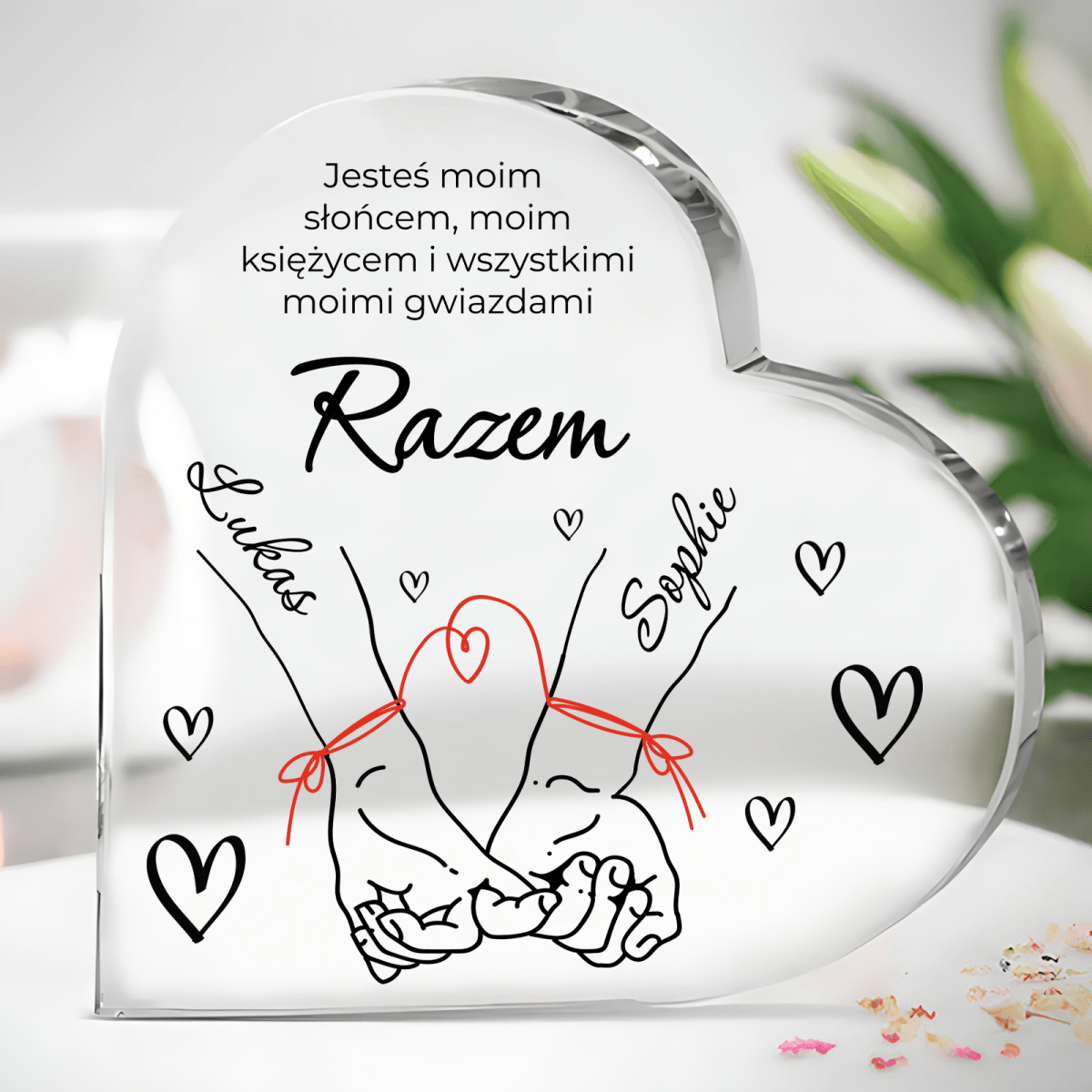 Zawsze razem - Szklane serce, spersonalizowany prezent dla niej - Adamell.pl