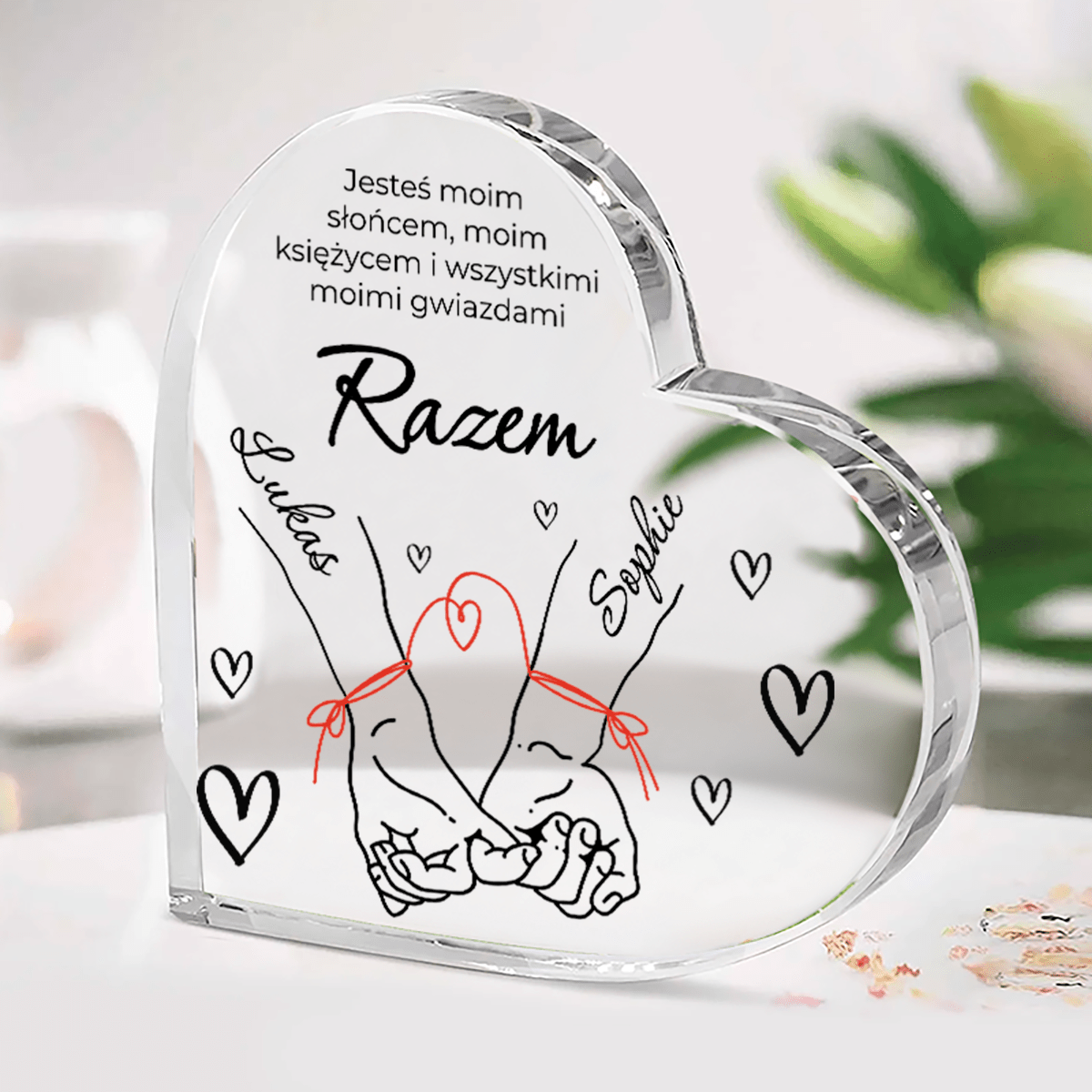 Zawsze razem - Szklane serce, spersonalizowany prezent dla niej - Adamell.pl