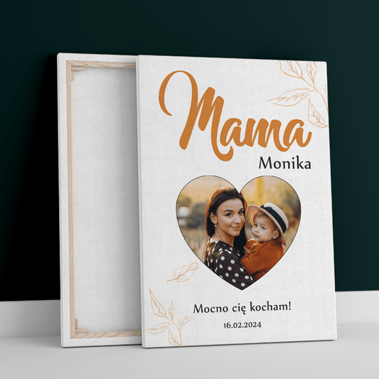 Zdjęcie w kształcie serca - druk na płótnie, spersonalizowany prezent dla mamy - Adamell.pl