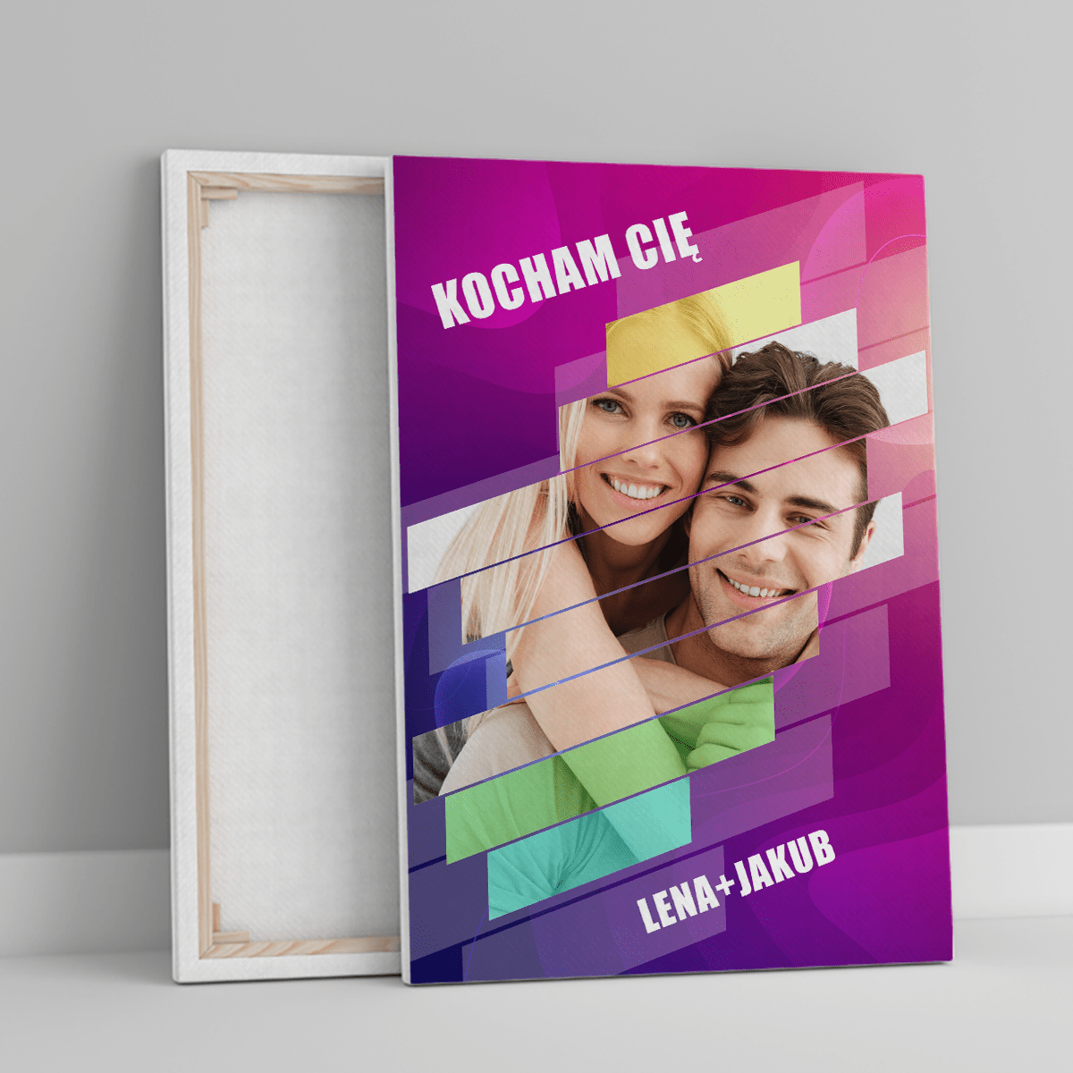 Zdjęcie z pasków - druk na płótnie, spersonalizowany prezent dla pary - Adamell.pl