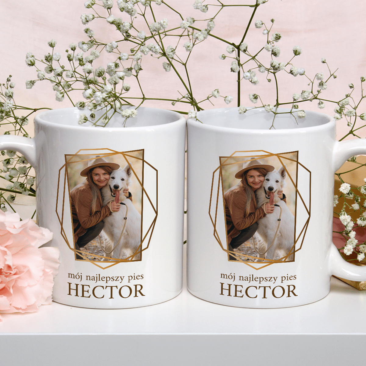 Zdjęcie z psem + imię - 1x Kubek z nadrukiem, spersonalizowany prezent - Adamell.pl
