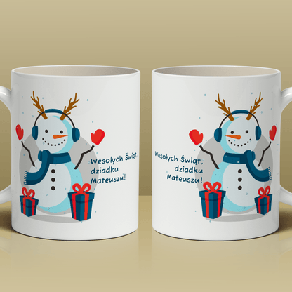 Zimowa grafika + życzenia - 1x Kubek z nadrukiem, spersonalizowany prezent dla dziadka - Adamell.pl
