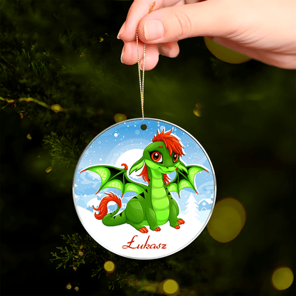Zimowy smok - bombka choinkowa, spersonalizowany prezent dla dziecka - Adamell.pl