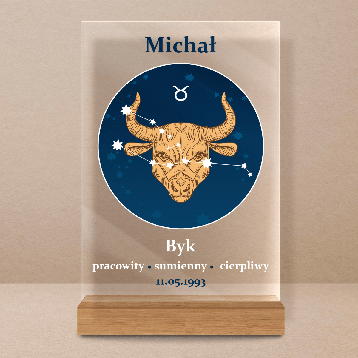 Znak zodiaku - Druk na szkle, spersonalizowany prezent dla niego - Adamell.pl