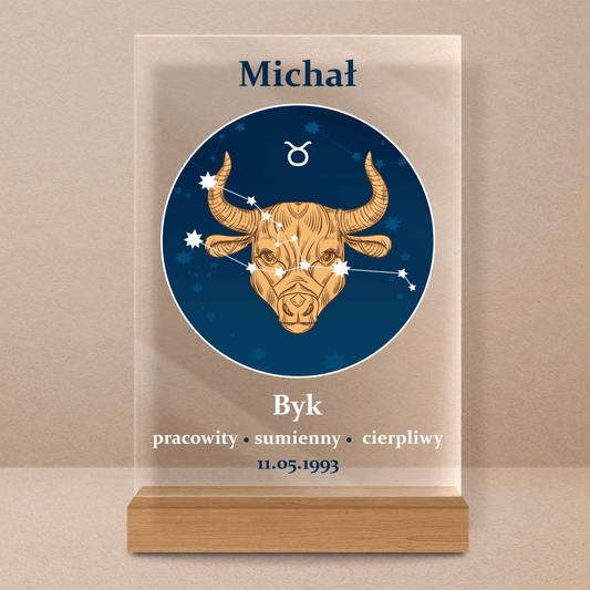 Znak zodiaku - Druk na szkle, spersonalizowany prezent dla niego - Adamell.pl