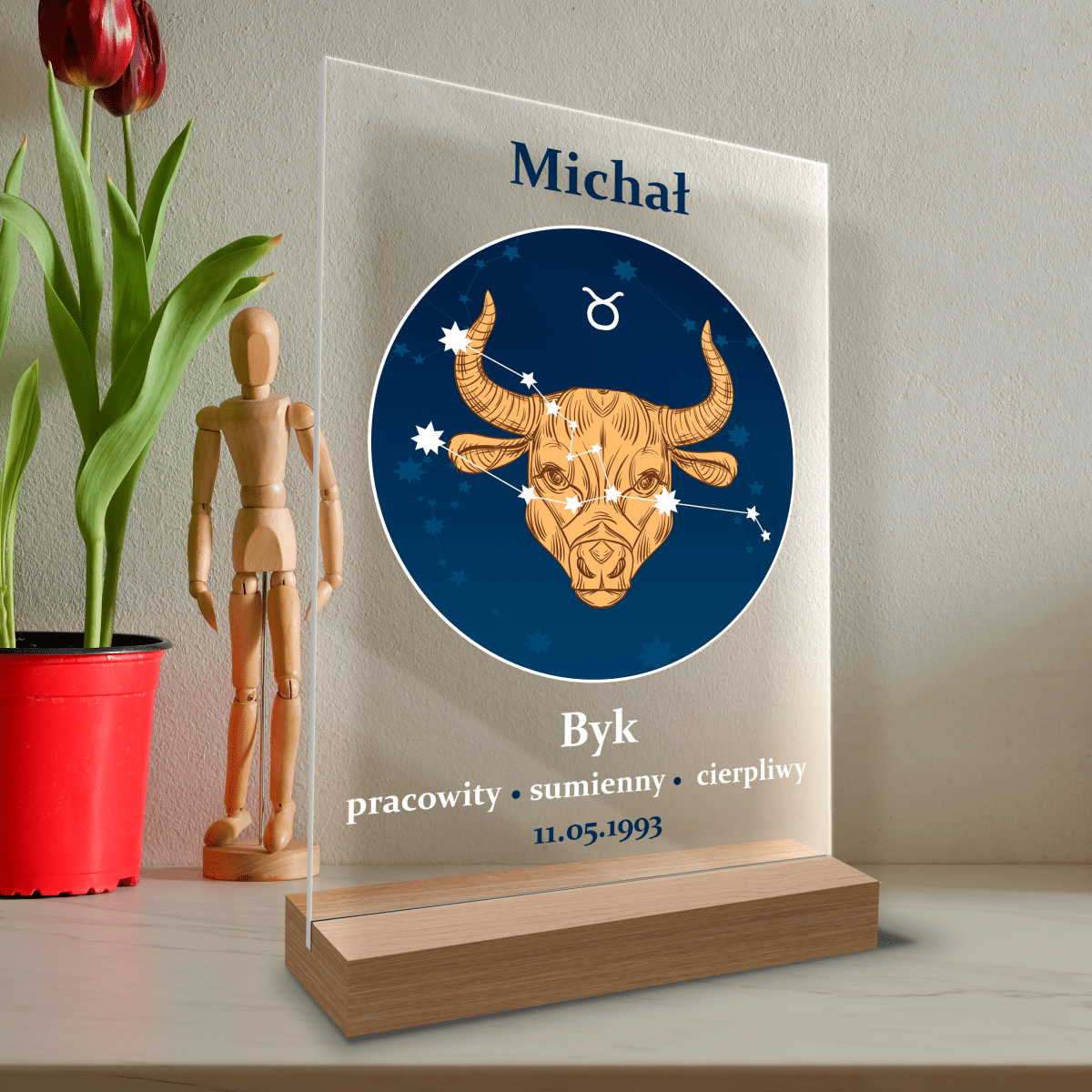 Znak zodiaku - Druk na szkle, spersonalizowany prezent dla niego - Adamell.pl