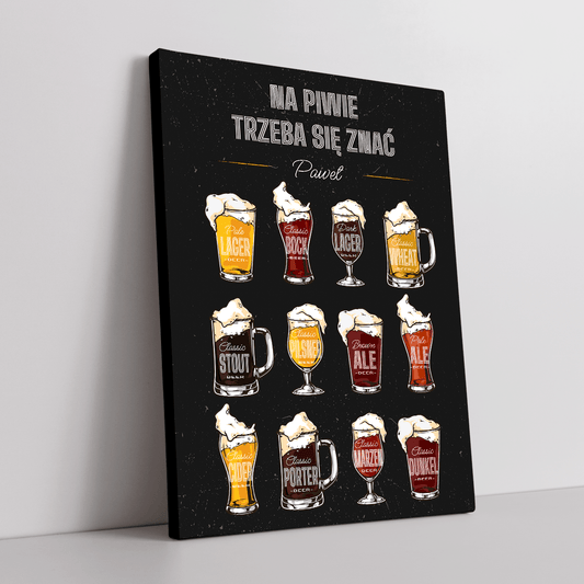 Znawca piwa - druk na płótnie, spersonalizowany prezent dla niego - Adamell.pl
